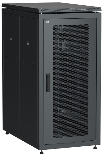 ITK Шкаф сетевой напольный 19" LINEA N 24U 600х1000мм перфорированная передняя дверь черный | код LN05-24U61-P | IEK